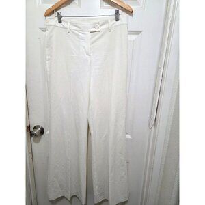 Cabi Women's Ivory Wide-Leg Formal Professional Trousers Size 8 Polyester Blend